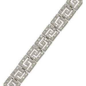 NWT Diamond Accent Greek Key Bracelet in Silver Plate